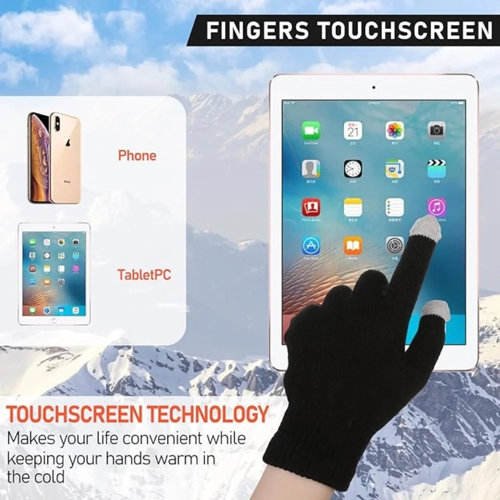 🌺 Black Knit Smart Touchscreen Gloves | NWT | Unisex - Picture 2 of 4